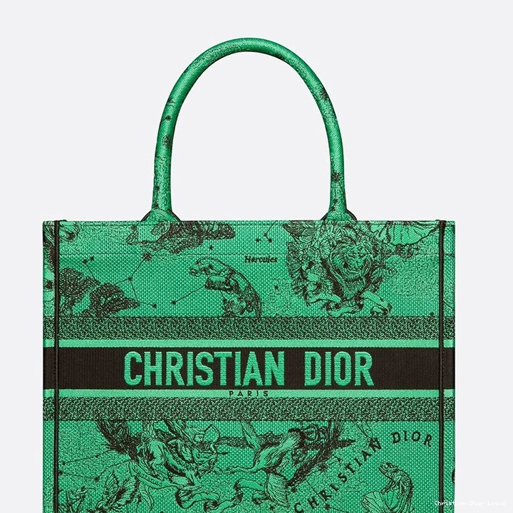 Cheap Canvas Toile Zodiac Green de Jouy Book Motif Dior Tote 0714 Luxury